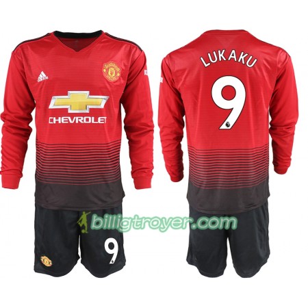 Billige Fotballdrakter Manchester United LUKAKU 9 Barn Hjemmedraktsett 2018/19 Langermet